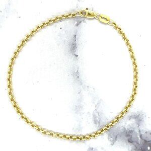 Women 14K Yellow Gold 2.5 MM Wide Lobster Claw 7" Rolo Chain Minimalist Bracelet